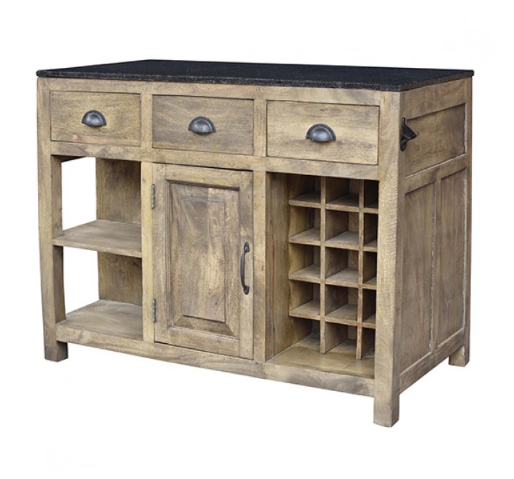 Bengal Manor Mango Wood And Granite Kitchen Island