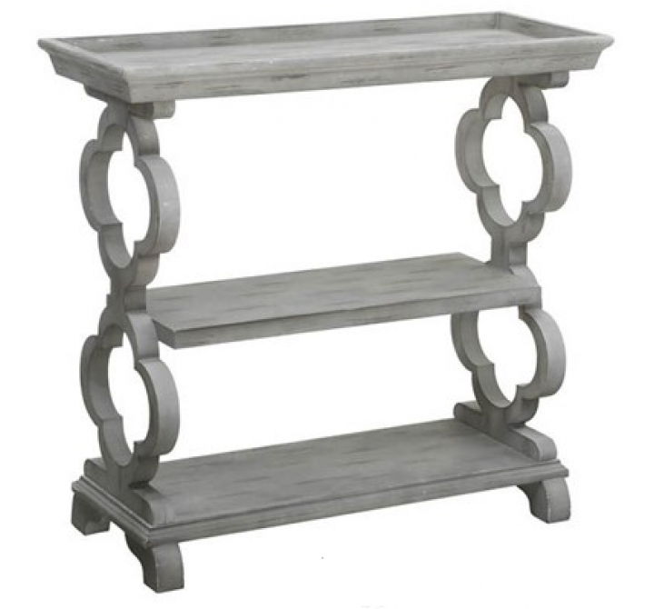 Chelsea Tray Top Grey Quatrefoil Console Table