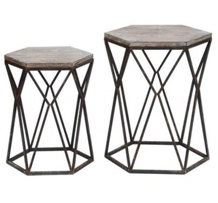 Buena Vista Rustic Metal and Wood Set of Tables