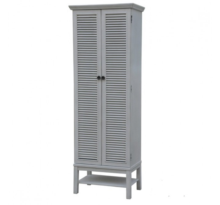 Magnolia Louvered 2 Door Tall White Storage Cabinet