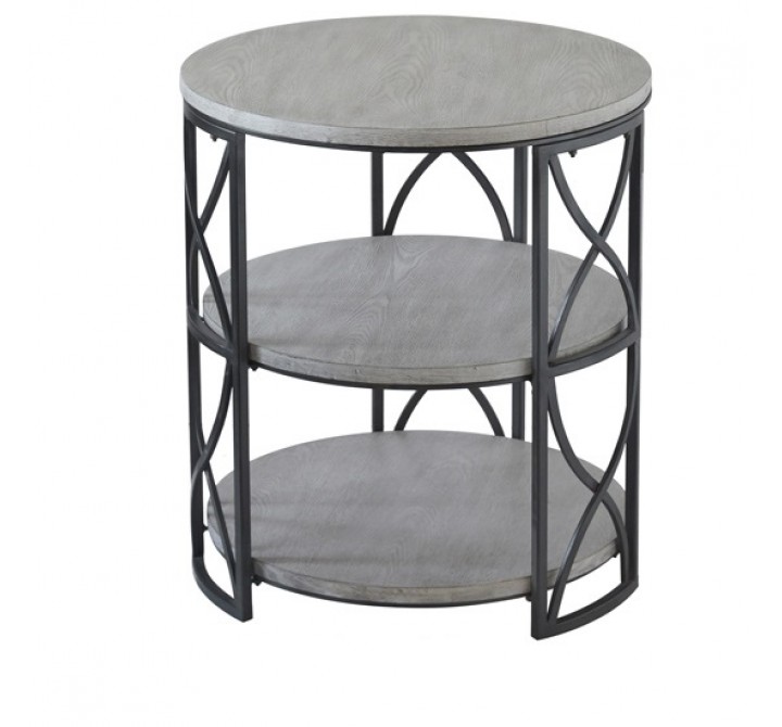 Springfield Grey Metal and White Wood Tiered Accent Table