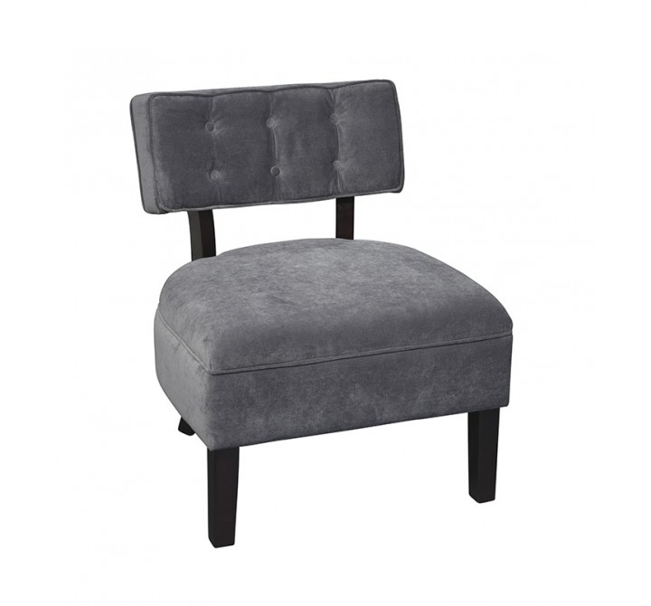 Curves Button Accent Chair - Charcoal Velvet