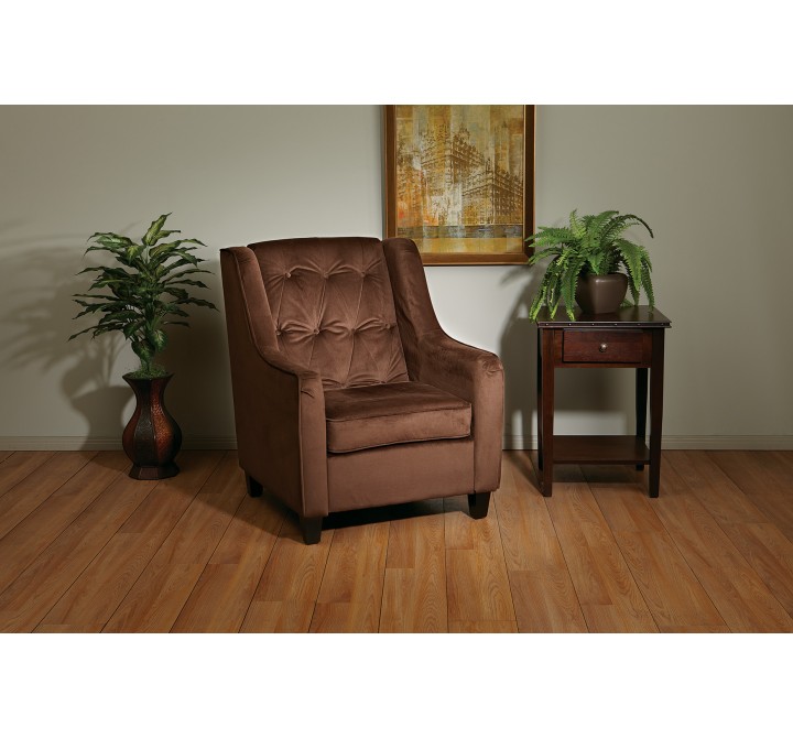 Curves Button Accent Chair - Chocolate Velvet
