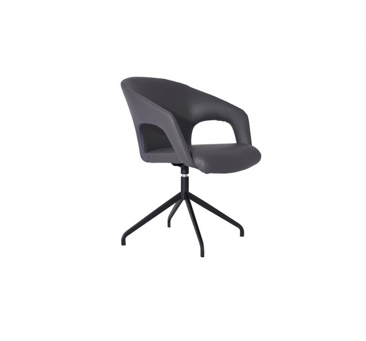 Whiteline Modern Living Gordon Swivel Dining Chair - Dark Grey - Perspective