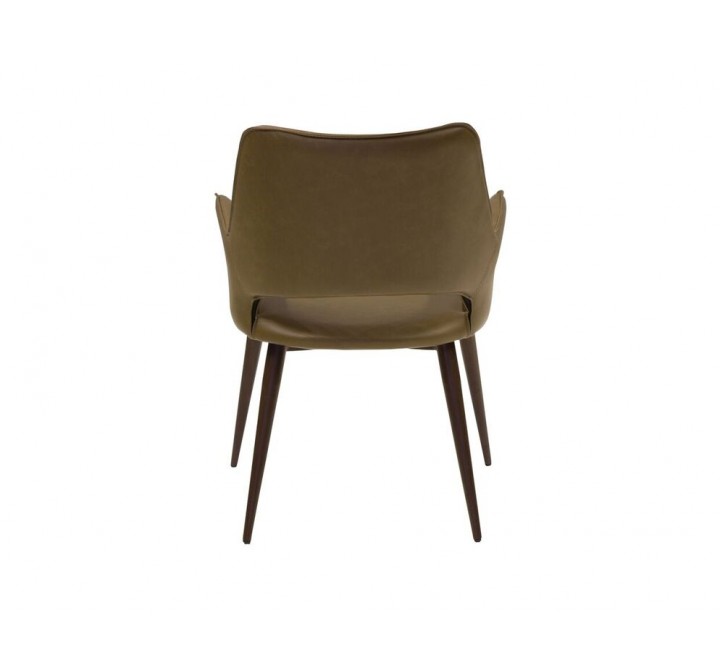 Arm Chair Brown Vintage Leatherette with Walnut Finish Steel Frame - Back