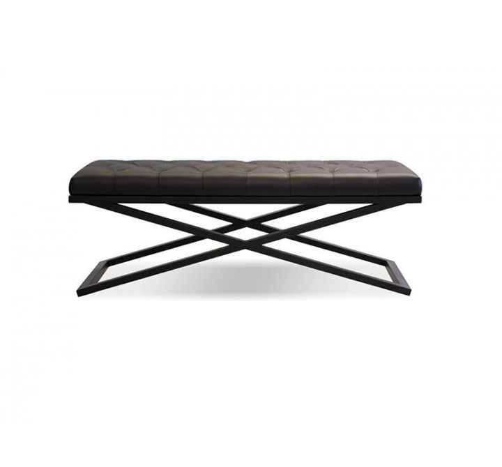 Crosstown Large Bench Black Leatherette with Matte Black Powder Coated Steel