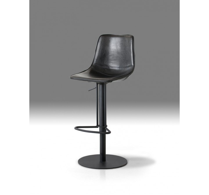 Beny Hydraulic Bar Stool Black Leatherette with Black Powder Coated Steel