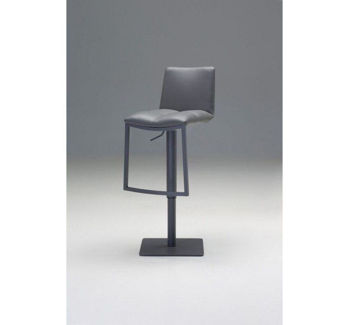 Dove Hydraulic Bar Stool Grey Leatherette with Brushed Stainless Steel - Angled View