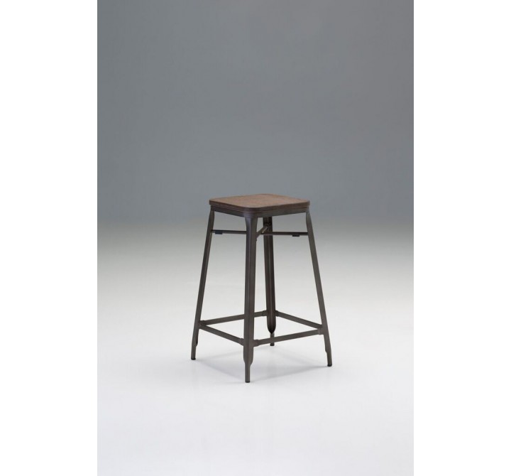 Gage Bar Stool Bamboo Wood Seat with Bronze Powder Coated Steel Set of 4