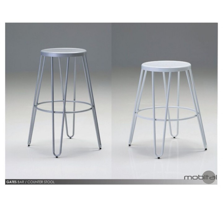 Gates Bar Stool Perforated White Powder Coated Steel Set of 4