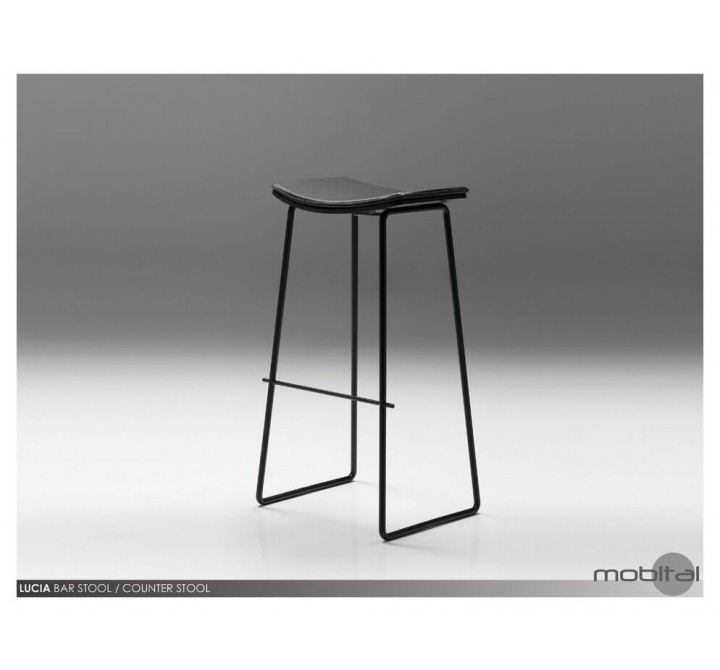 Lucia Bar Stool Leather with Polished Stainless Steel
