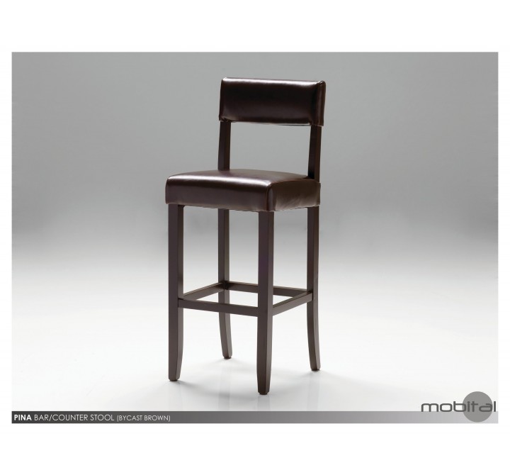Pina Bar Stool Brown Leather with Wenge Solid Wood