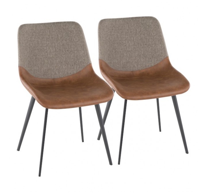 LumiSource Outlaw Two-Tone Chair - Set of 2 - BROWN 