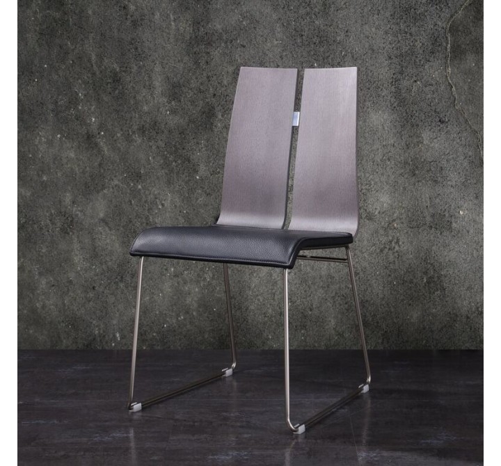 Lauren Dining Chair. Grey & Black Faux Leather