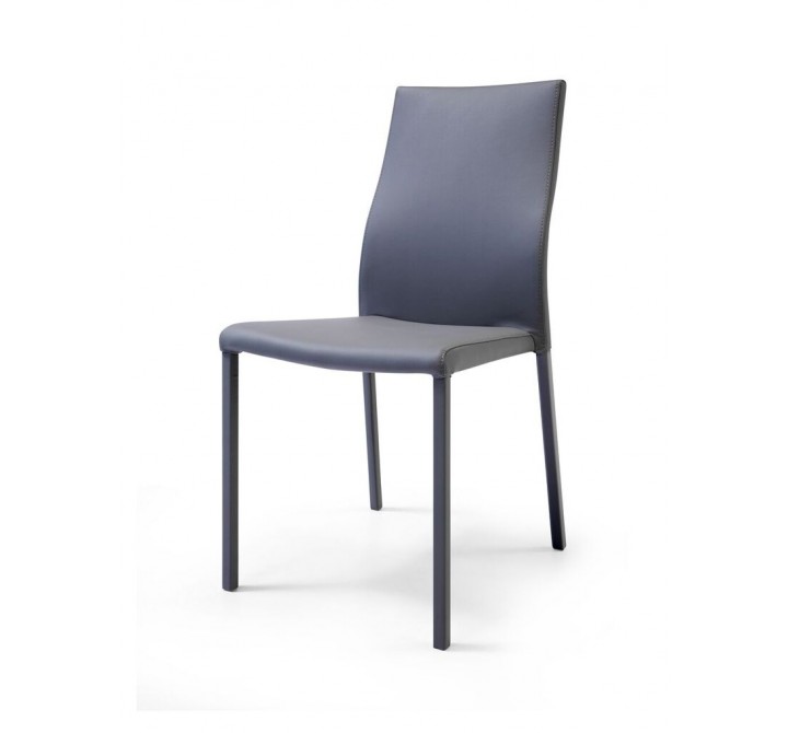 Ellie Dining Chair Gray Faux Leather Stackable