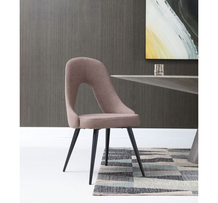 Traci Dining Chair In Fabric With Powder Coated Metal In Matt Black Color