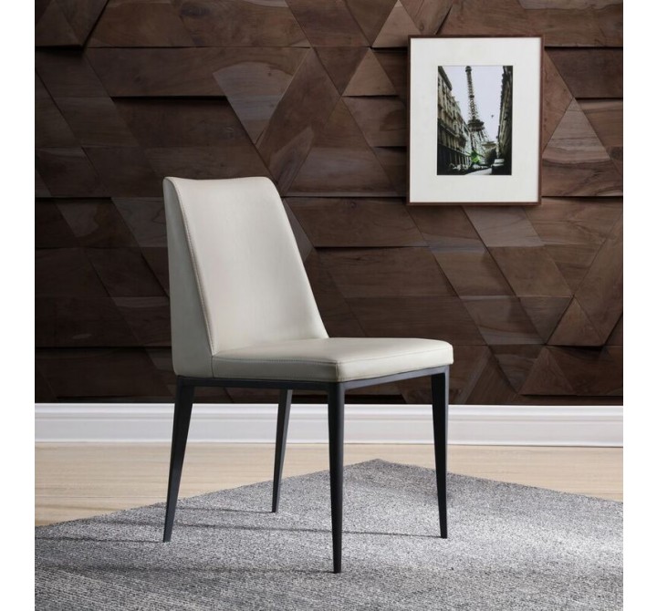 Carrie Dining Chair In Light Grey Faux Leather