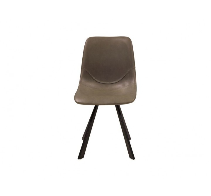 Bernside Dining Chair Grey Vintage Leatherette with Black Powder Coated Metal Set of 2 - Front