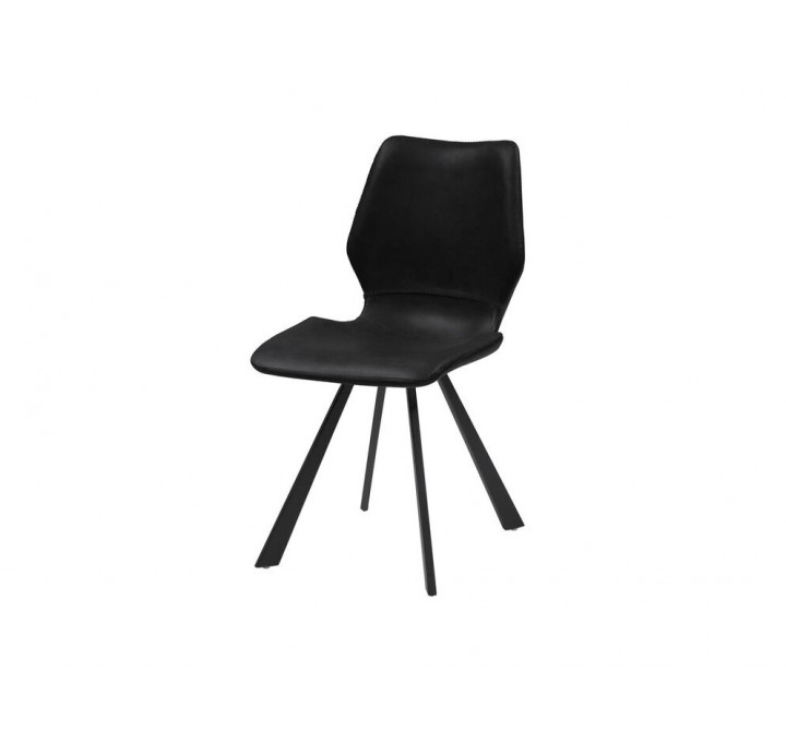 Bernadette Dining Chair Black Leatherette with Black Powder Coated Metal Set of 2 - Angled