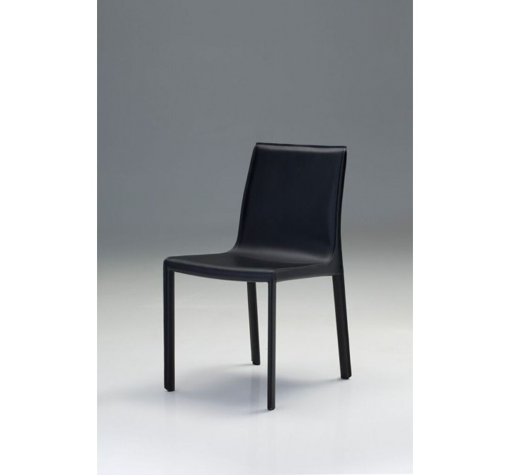 Fleur Dining Chair Black In Full Leather Wrap