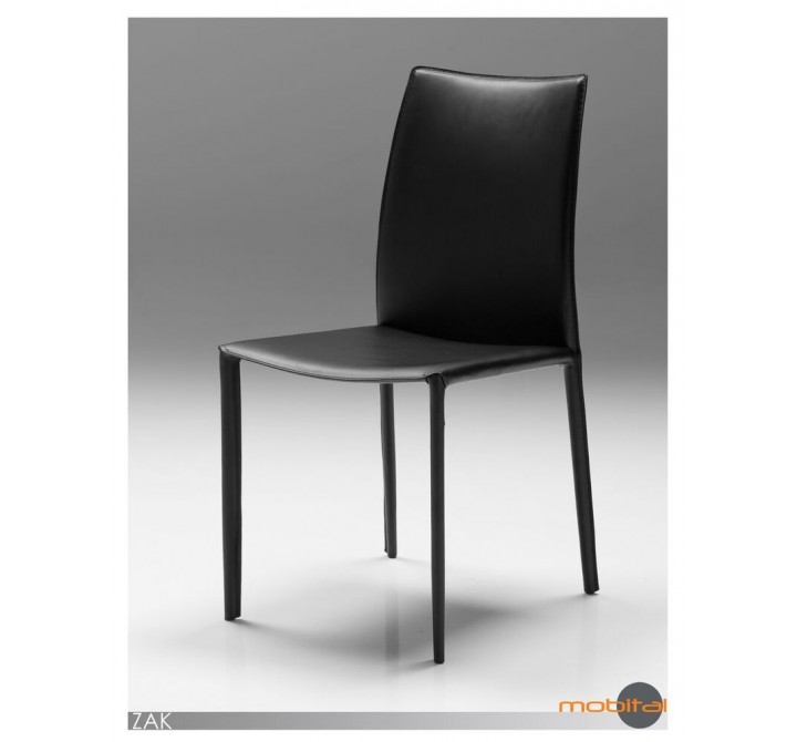 Zak Dining Chair Black Full Leather Wrap