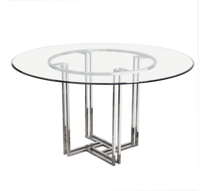 Diamond Sofa DEKO Polished Stainless Steel Round Dining Table