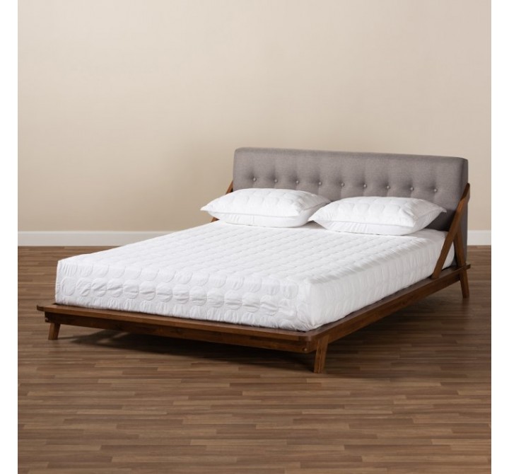 Baxton Studio Sante Upholstered Wood Platform Bed