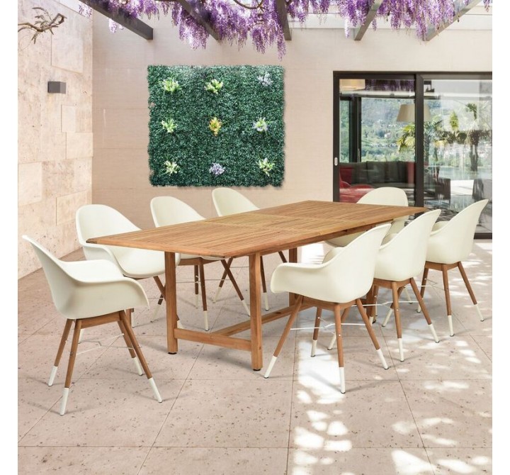 Amazonia Charlotte 9 Piece Teak Rectangular Patio Dining Set - Lifestyle