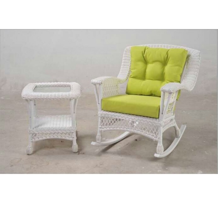 Moon Collection - Coffee Table (In WHITE Wicker Finish)