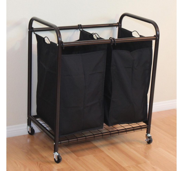 Oceanstar 2-Bag Rolling Laundry Sorter - Bronze - Lifestyle