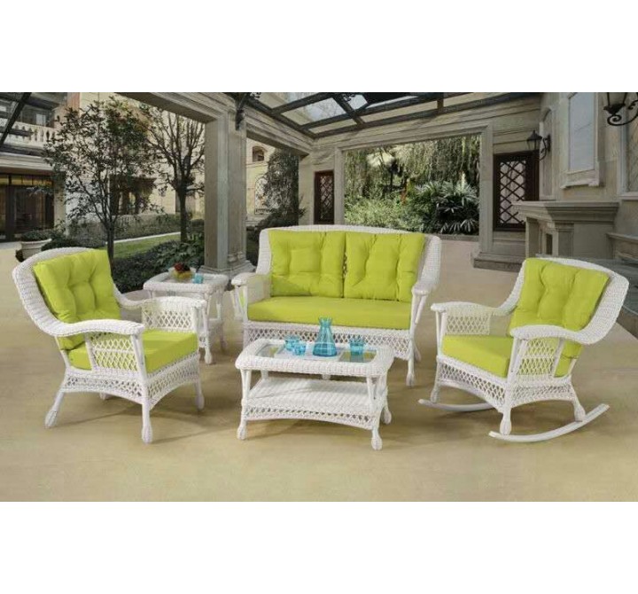 Moon Collection - End Table (In WHITE Wicker Finish)