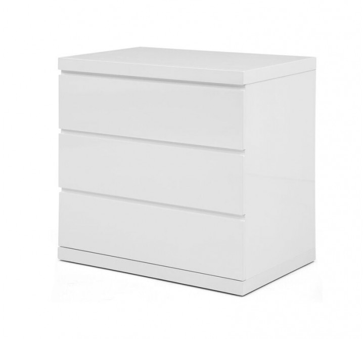 Anna Dresser Single High Gloss White Full Extension Drawers - Angled