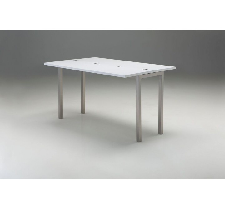 Dining Alure Dining Table High Gloss White with Brushed Stainless Steel