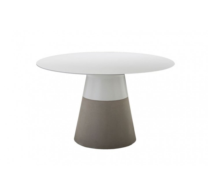 Maldives 49"/63" Round Dining Table White Solid Surface with Fiber Concrete Base