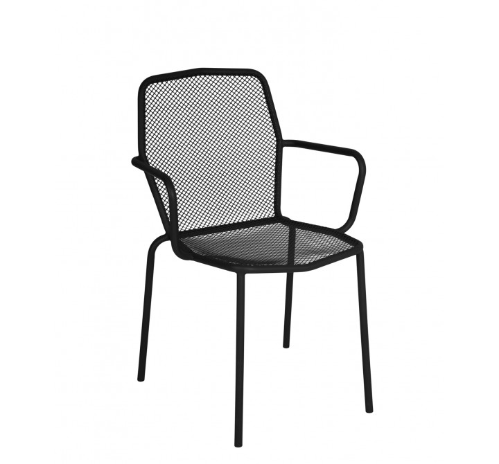 Avalon Stacking Armchair - E-coated, Powder Coated Micro-Mesh Steel - Black