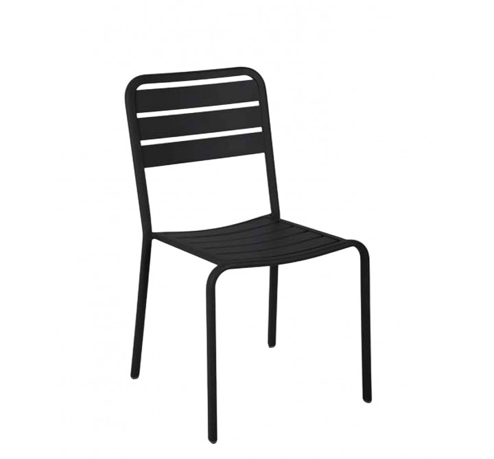 Vista Stacking Side Chair Powdered Coated Aluminum - Black/Earth