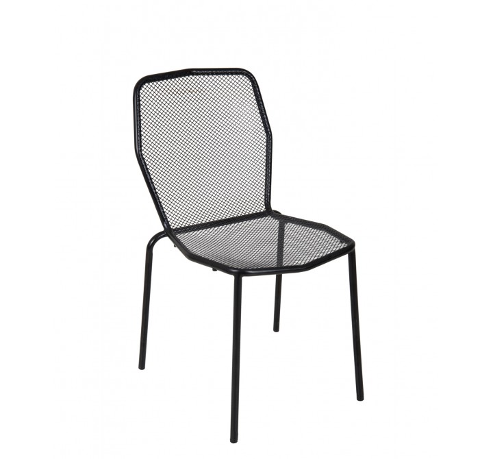 Avalon Stacking Side Chair - E-coated, Powder Coated Micro-Mesh Steel - Black
