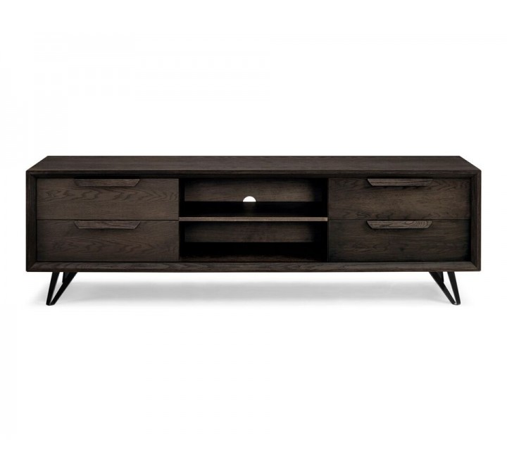 Alexa Tv Unit Oak Veneer With 3 Drawers In Wash Grey Oak Veneer - Front