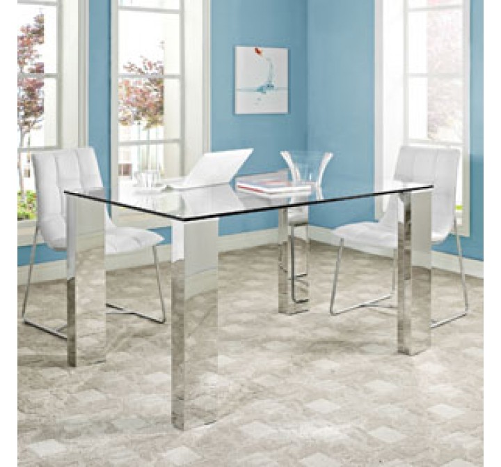 Modway Staunch Dining Table in Silver Clear