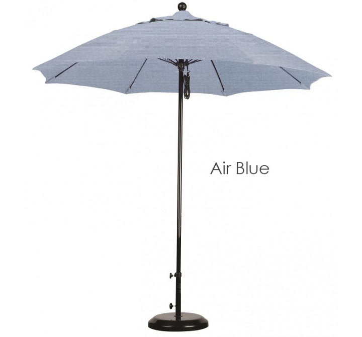 California Umbrella 9' Fiberglass Market Umbrella Pulley Open Black - Subrella