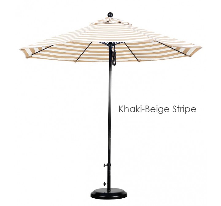 California Umbrella 9' Fiberglass Market Umbrella Pulley Open Black - Olefin