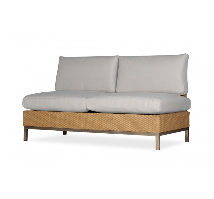 Elements Armless Settee With Loom Arms and Back - Angled