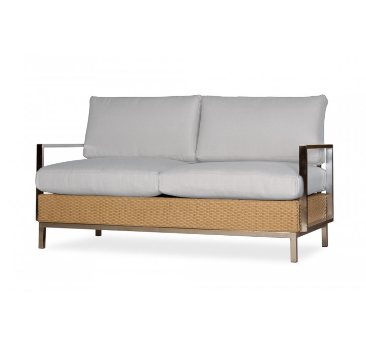Elements Settee With Stainless Steel Arms And Back - Angled