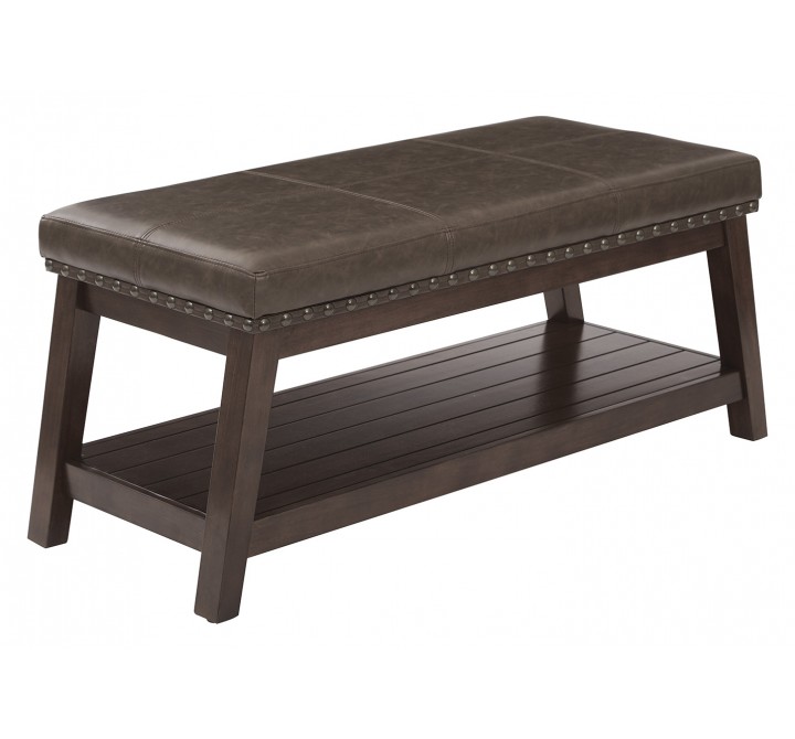 mery Entry Bench with Mocha Rustic Bonded Leather