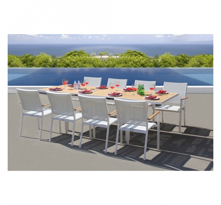 Bellini Home and Gardens Essence 9 Pc Dining Set with 79/103" Extension Teak Top Table - Lifestyle 1