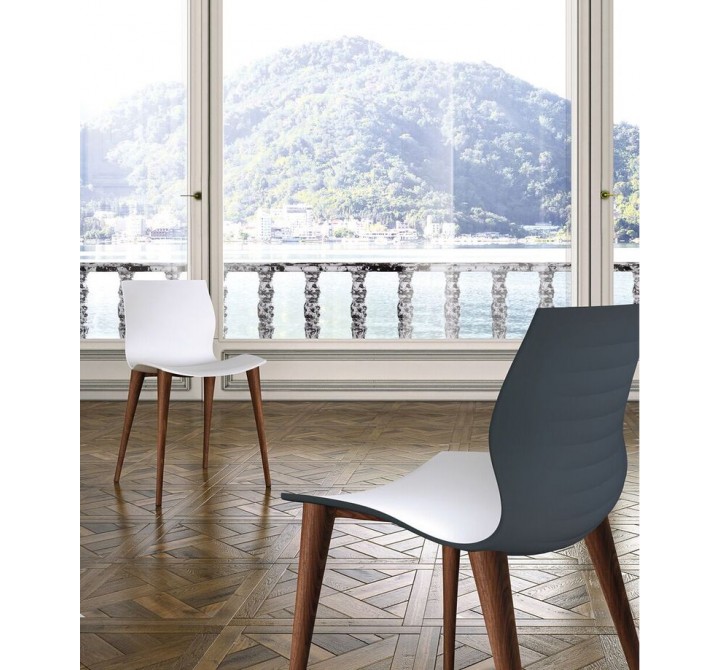 Evalyn Chair With All White Seat In Walnut - Lifestyle