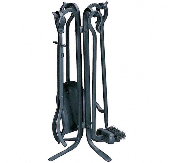 Mr. Bar-B-Q UniFlame® 5 Piece Black Rustic Mini Fireset with Crook Handles