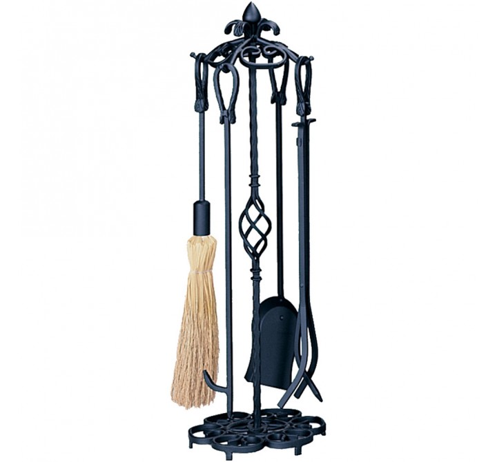 Mr. Bar-B-Q UniFlame® 5 Piece Heavyweight Black Wrought Iron Fireset