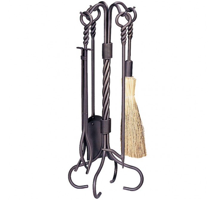 Mr. Bar-B-Q UniFlame® 5 Piece Bronze Finish Fireset with Ring/Twist Handles