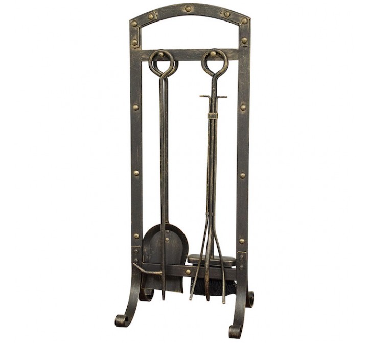 Mr. Bar-B-Q UniFlame® 5 Piece Aged Bronze Fireset with Ring Handles